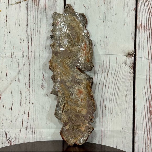 Abstract Art Brown Clay Decorative Serving Trinket Tray Plate local artisan made - Picture 3 of 12